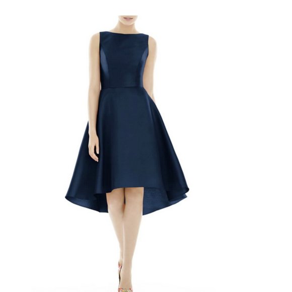Alfred Sung Navy High/Low Cocktail Dress (8/10) - Picture 1 of 2
